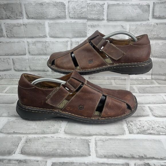 Born Other - Born Fisherman Men’s Size 11 Brown Leather Closed Toe Vintage Boat Sandals